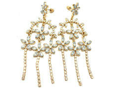 Crystals By Swarovski Aurora Borealis Chandelier Earrings Gold Overlay 3.75 In - £42.68 GBP
