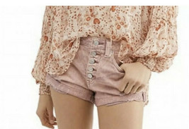 Free People Women&#39;s Shorts Pink Size 24 Button Fly Distressed Denim Free Ship - $36.97