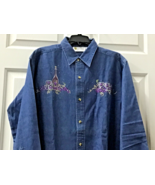 Christine Alexander dark denim blouse jacket Wine grapes size large - $1,638.46 MXN