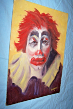 Vintage Signed Behrman 9 by 12 on Canvas Painting-Clown-Dated 1970 - £25.46 GBP