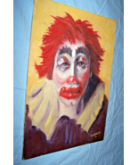 Vintage Signed Behrman 9 by 12 on Canvas Painting-Clown-Dated 1970 - £25.47 GBP