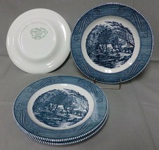 Set of 4 Vintage Currier and Ives Old Grist Mill 10&quot; Dinner Plates By Royal   - £39.50 GBP