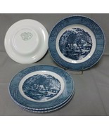 Set of 4 Vintage Currier and Ives Old Grist Mill 10&quot; Dinner Plates By Ro... - $68.37 CAD