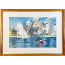 Watercolor Painting Long Beach Southern California Paddle Boats Artwork ... - $116.67