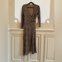 Good American Leopard Wrap Dress Knee Length/Midi GDK0019 S.3 Brown Anim... - $1,192.56 MXN