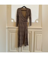 Good American Leopard Wrap Dress Knee Length/Midi GDK0019 S.3 Brown Anim... - $1,173.13 MXN