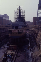 SLXX628 - Unknown Royal Navy Warship in drydock - Colour Slide - £2.00 GBP