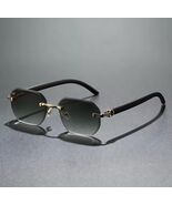 Rimless Green Gradient Sunglasses Luxury Gold Metal Frame Unisex 60mm - $19.35