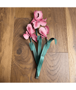 Vintage 3D Toleware Pink Iris Metal Wall Art 18” - $29.96 CAD