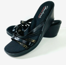 Skechers Memory Foam Womens Black Wedge Platform Sandals Size 8M SN 38477 - $39.99