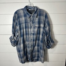 Wrangler Men Size XL Blue Gray Plaid Button Up Shirt Long Sleeve Zipper Pocket - £13.41 GBP