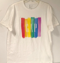 GAP The Essential Crew Optic 2015 White Rainbow Colors Adult Unisex T-Shirt L - £7.38 GBP