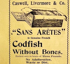 Sans Aretes Genuine French Cod Fish 1894 Advertisement Victorian Caswell ADBN1g - £11.21 GBP