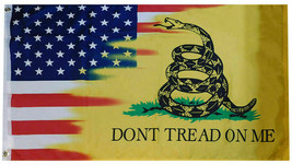 USA Gadsden Don&#39;t Tread On Me Combo 3x5 3&#39;x5&#39; Woven Poly Nylon Flag Banner - £12.48 GBP