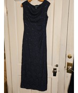 Lauren Ralph Lauren Evening Dress Sleeveless Size 10 Navy Long Sequin - $726.74 MXN