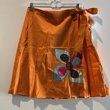 Nordstrom Vintage Y2K  Hot Sauce Orange Boho Flower True Wrap Skirt Stre... - £17.51 GBP