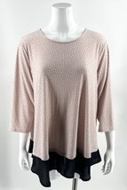 Adrianna Papell Top Plus Sz 2X Pink Black Heart Print Stretch Knit Blouse Womens - £27.26 GBP