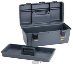 Plano 20&quot; Tool Storage Box Tray Silver Grey Toolbox Carrier Portable Lightweight - £21.93 GBP