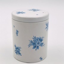 Vintage KG Toyo Kokan Round Tin Blue Flowers -- Japan 3.25&quot; Diameter 4.25&quot; Tall - £11.01 GBP