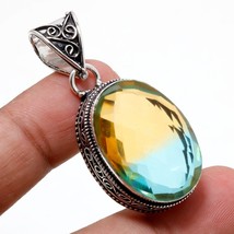 Multi Tourmaline Vintage Style Oval Shape Gemstone Pendant Jewelry 2.10&quot; SA 1925 - £4.78 GBP