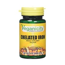 Veganicity Chelated Iron 24mg Women&#39;s Health Mineral Supplement - 90 Tab... - $13.00