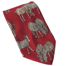 Kenneth Gordon Zebra Animal All Over Print Red Novelty Silk Necktie - £17.02 GBP