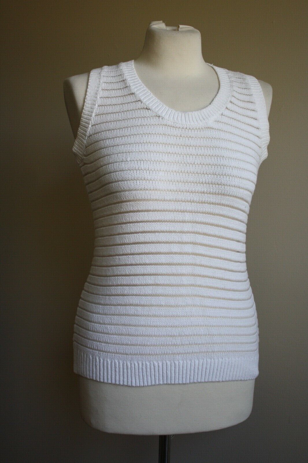 J Brand XS White Sleeveless Shannon Cotton Blend Sheer Knit Sweater Tank - $19.95