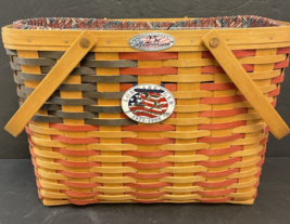 Longaberger 1998 25th Anniversary Flag Basket Collectors Ed W/Liners+Box... - £15.69 GBP