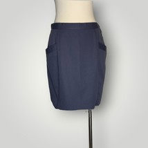 Vintage Mini Skirt Blue Gray Medium Raw Hem Edge Sailor Button Front F - £26.52 GBP