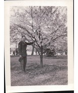 Vintage Sargent Holding Tree Limb Standing Under Cherry Blossom Tree WWI... - $6.76 CAD
