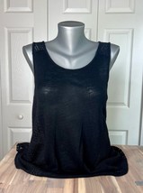 Cynthia Rowley Women&#39;s Linen Blend Black Crochet Tank Top Shirt Size Med... - £10.89 GBP