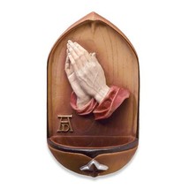 Praying Hands Holy Water Font 6&quot; Resin Catholic Home Gift - £15.93 GBP