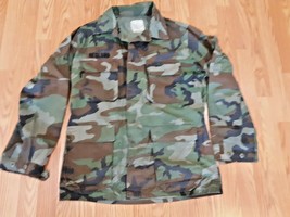 Genuine Us Army Military Bdu Shirt Coat Ripstop Woodland Camo Medium Long - £17.41 GBP