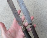 large Butcher Knife lot x2 Vintage Carbon Steel PRIMITIVE wood ONTARIO K... - £47.18 GBP