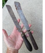 large Butcher Knife lot x2 Vintage Carbon Steel PRIMITIVE wood ONTARIO K... - $81.89 CAD