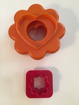 Vintage Tupperware Set of 2 - Orange Nesting Cookie/ Red Reverse Canape Cutters - £7.19 GBP