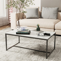 Heavy Duty Coffee Table Modern Living Room Sofa Center Table White Marble Top US - £133.12 GBP