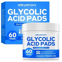 SilkyShark Glycolic Acid Resurfacing Pads 60 Count 10% Ultra Pure Glycolic Ac... - £17.64 GBP