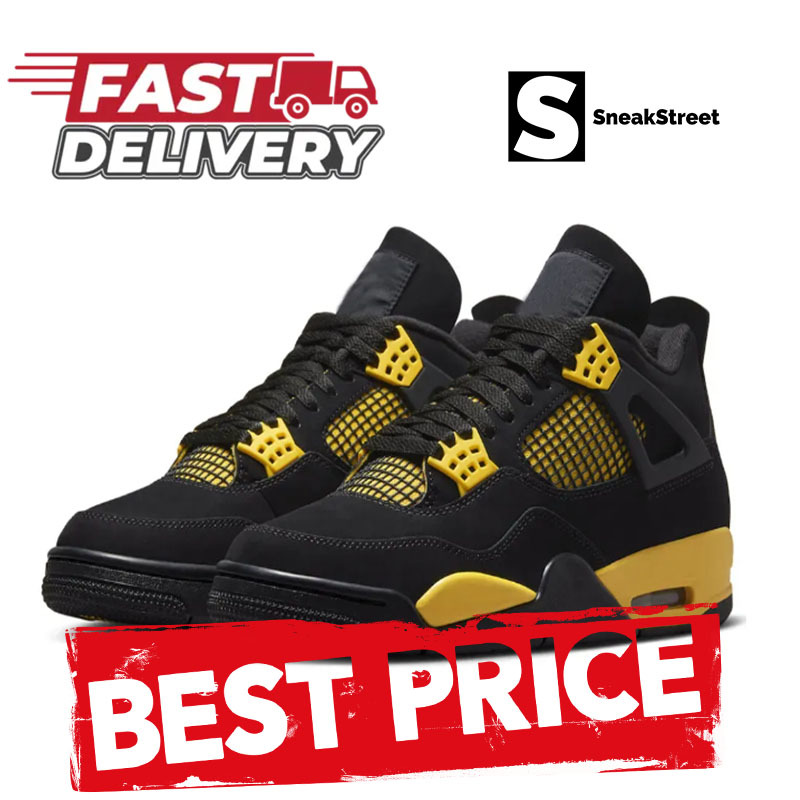 Sneakers Jumpman Basketball 4, 4s - Thunder Yellow/Black (SneakStreet)