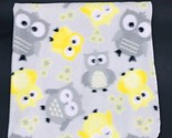 Baby Blanket Fleece Owl Single Layer Gray Yellow - $8.99