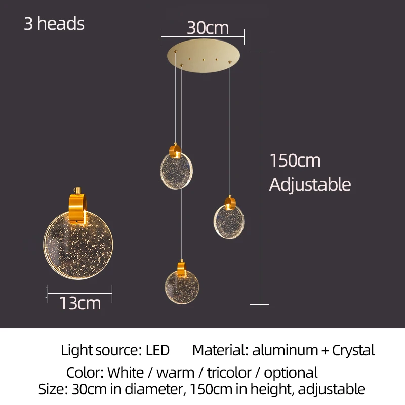    Round Crystal LED Chandelier Duplex Loft Apartment Dining Room Hanging Lamp V - £159.11 GBP