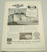 1938 Print Ad Gulf Marine White Gasoline Man on Yacht Pulls Up To Dock - $13.58