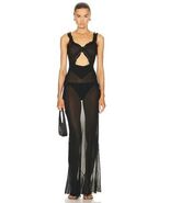 RTA Ruffled Sheer Silk Maxi Dress Black FARFETCH $1500, Sz 8, New! - $160.37 CAD