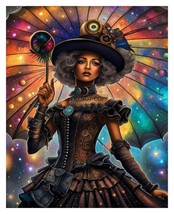 Gorgeous Ebony Black Steampunk Girl Colorful 8X10 Fantasy Art Photo - £6.68 GBP