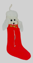 Vintage Poodle Felt Christmas Stocking w/ Zipper Opening &amp; Gold Trim - H... - £27.47 GBP