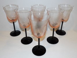 Rare Arte Murano Icet Italy Art Glass Set Of 6 Pink Amethyst WINE/WATER Goblets - £197.00 GBP
