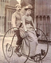 Photo Old Vintage Victorian couple on a tandem bicycle, 1890s Reproduction - £9.78 GBP