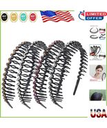 4-Pack Rhinestone Headbands with Non-Slip Teeth Comb - Elegant Wave Design - $350.61 MXN