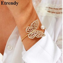 Fashion Rhinestone Big Butterfly Cuff Bracelet For Women 2020 New Style ... - $13.14