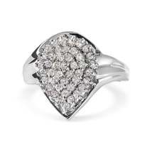 Exquisite 10k White Gold Cttw Diamond Pear Shaped Cluster Ring - £669.17 GBP